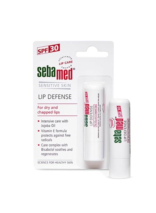 SebaMed Lip Defense Lip Balm With Spf 30 + Vit E | Regenerates Dry, Chapped Lips | Intensive Care With Vit E, Jojoba Oil & Chamomile |Clinically Tested | For Men & Women, 4.8 Gm, White - Image 1